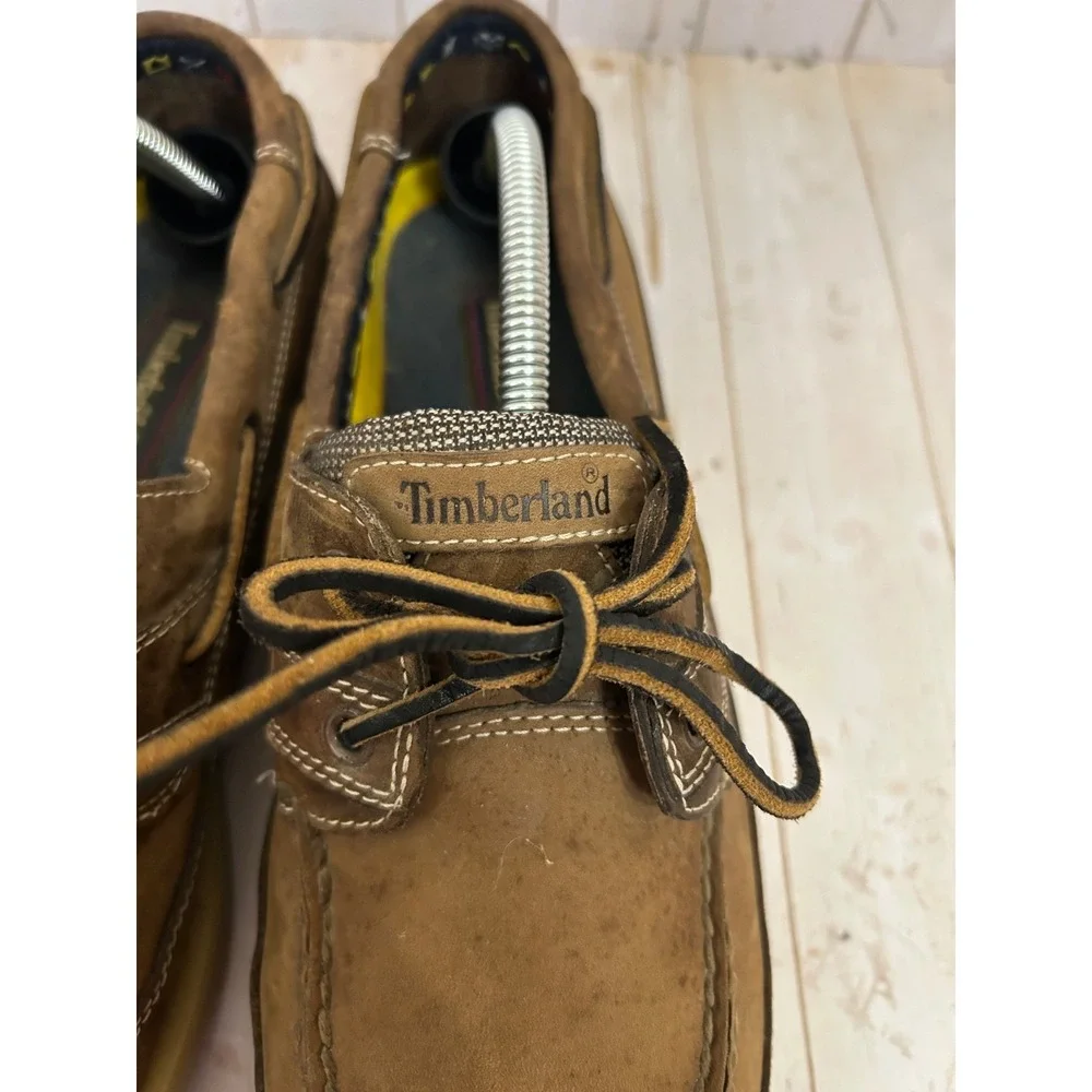 Timberland Kiawah Bay Men's Size 12M Tan All Leather2 Eye  Boat Shoes 71021